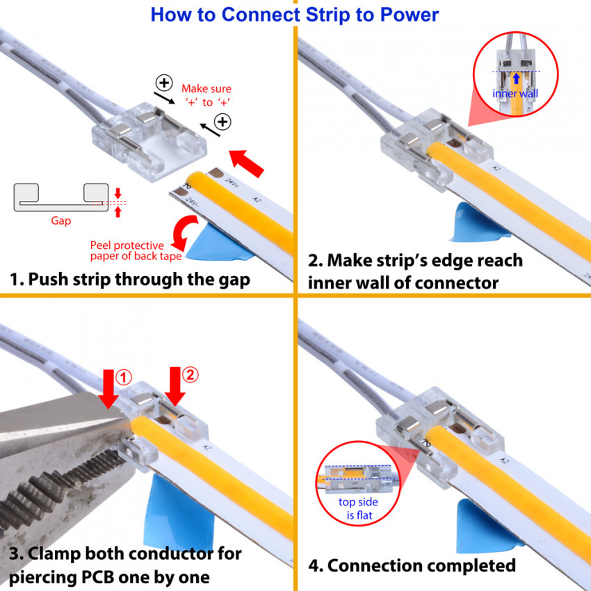 Led Strip Connector t.b.v. Led Strip COB/SMD 8mm, foto 5 van 5