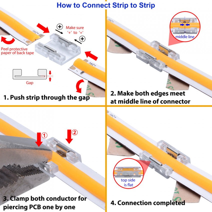 Led Strip Connector t.b.v. Led Strip COB/SMD 8mm, foto 3 van 5