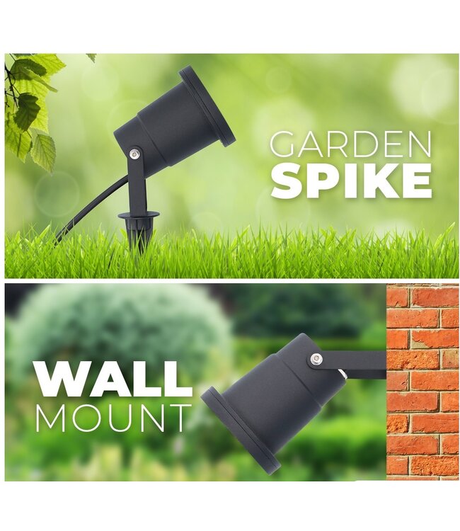 Aluminium Prikspot met GU10 Fitting, Zwart, IP65