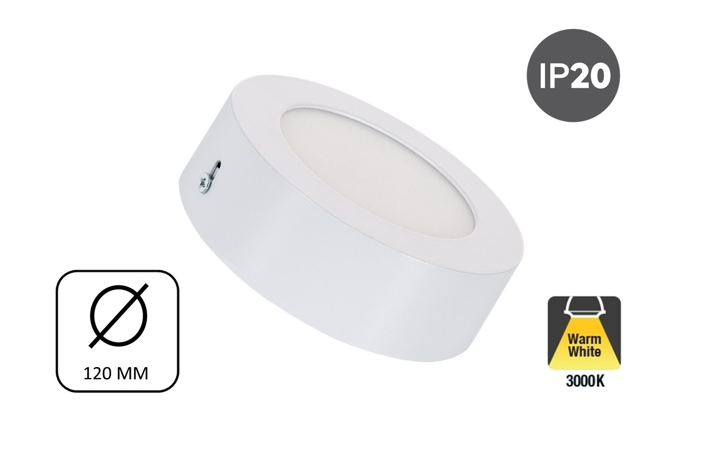 Opbouw LED Downlighter 6w, 480 Lumen, Ø120mm, Wit, IP20, 2 Jaar Garantie