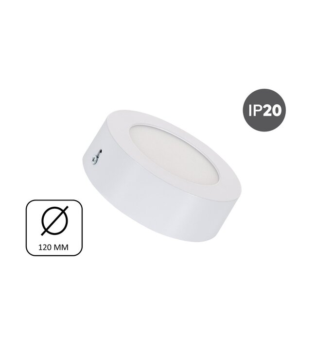 Opbouw LED Downlighter 6w, 480 Lumen, Ø120mm, Wit, IP20, 2 Jaar Garantie