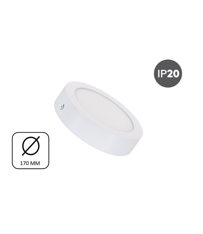Opbouw LED Downlighter 12w, 880 Lumen, Ø170mm, Wit, IP20, 2 Jaar Garantie