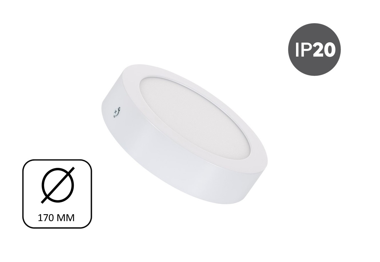 Opbouw LED Downlighter 12w, 880 Lumen, Ø170mm, Wit, IP20, 2 Jaar Garantie, foto 2 van 6