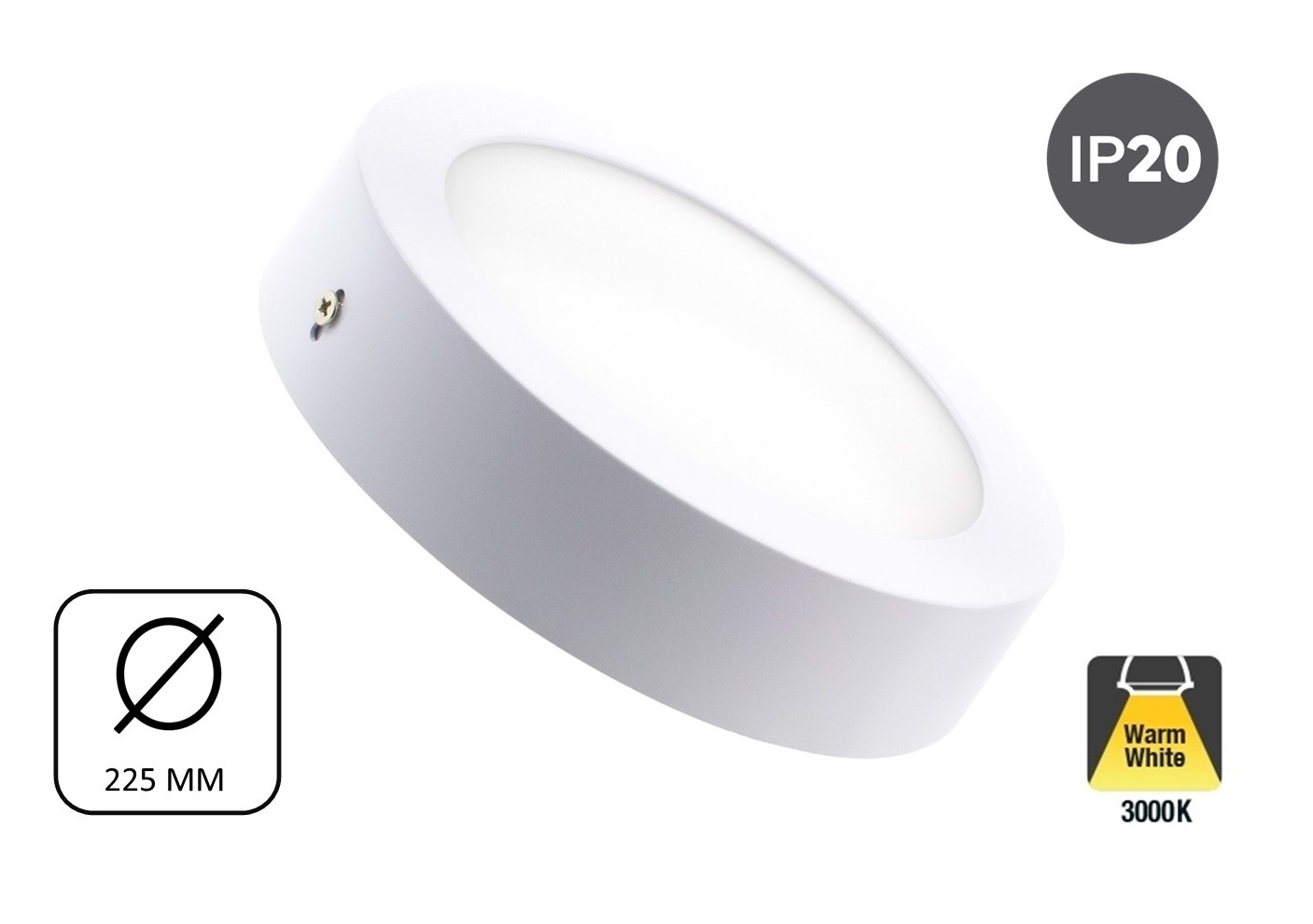 Opbouw LED Downlighter 18w, 1480 Lumen, Ø225mm, Wit, IP20, 2 Jaar Garantie
