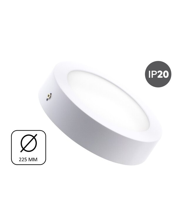 Opbouw LED Downlighter 18w, 1480 Lumen, Ø225mm, Wit, IP20, 2 Jaar Garantie