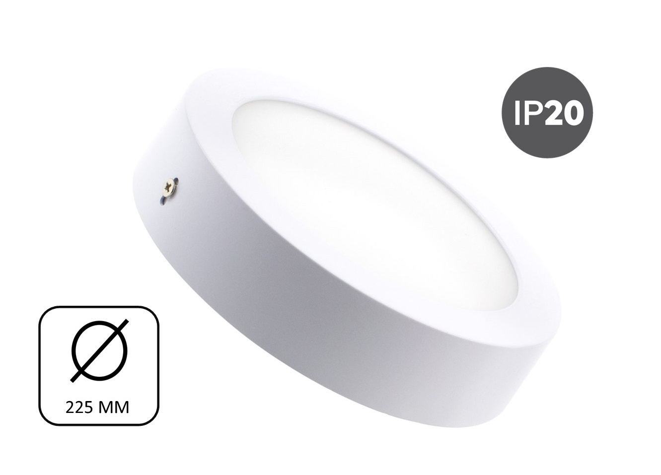 Opbouw LED Downlighter 18w, 1480 Lumen, Ø225mm, Wit, IP20, 2 Jaar Garantie, foto 2 van 6