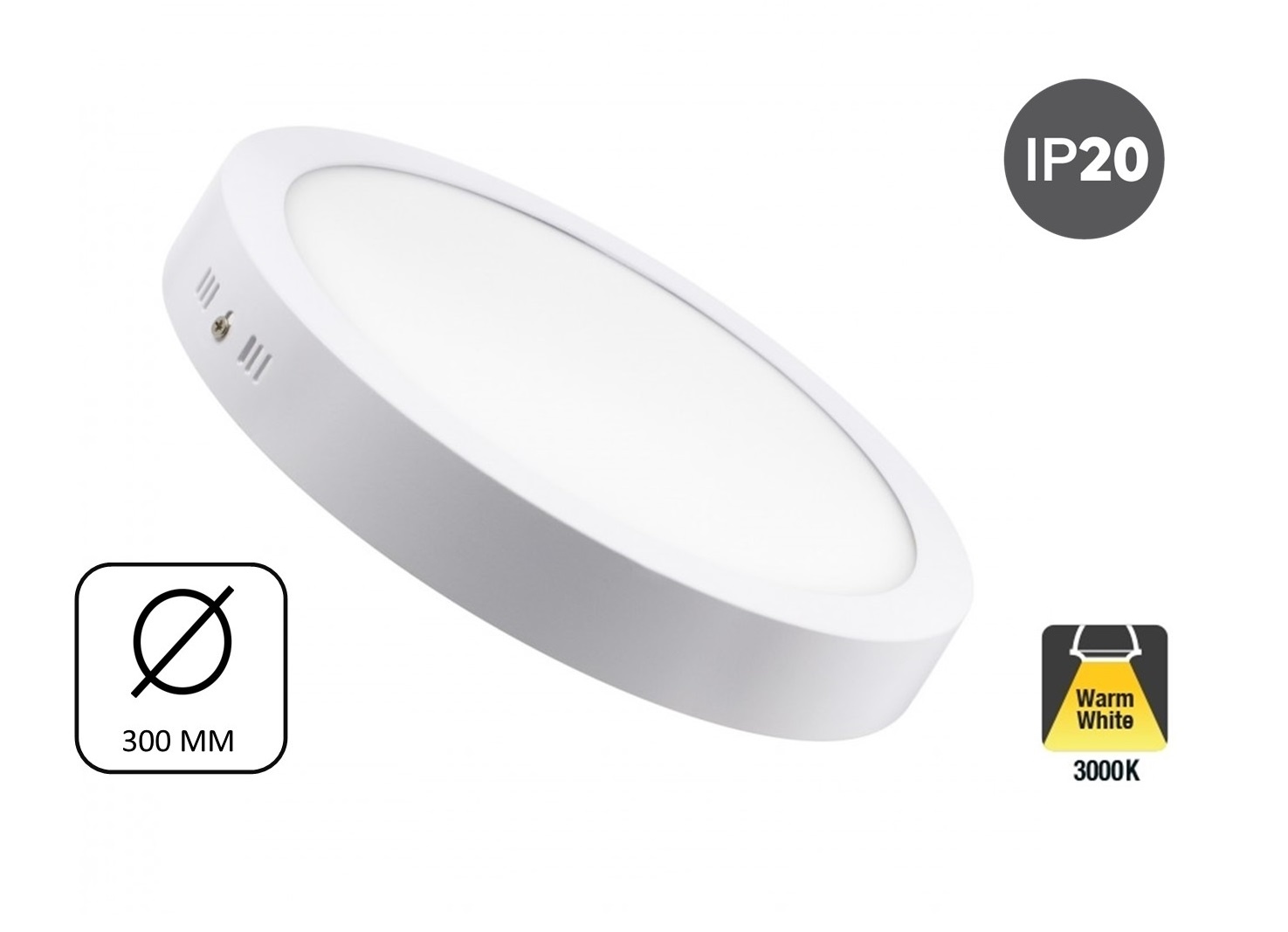 Opbouw LED Downlighter 24w, 1900 Lumen, Ø300mm, Wit, IP20, 2 Jaar Garantie