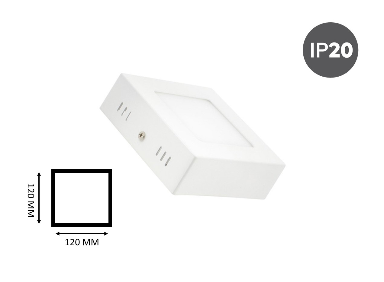 Opbouw LED Downlighter Vierkant 6w, 480 Lumen, 120x120mm, Wit, IP20, 2 Jaar Garantie
