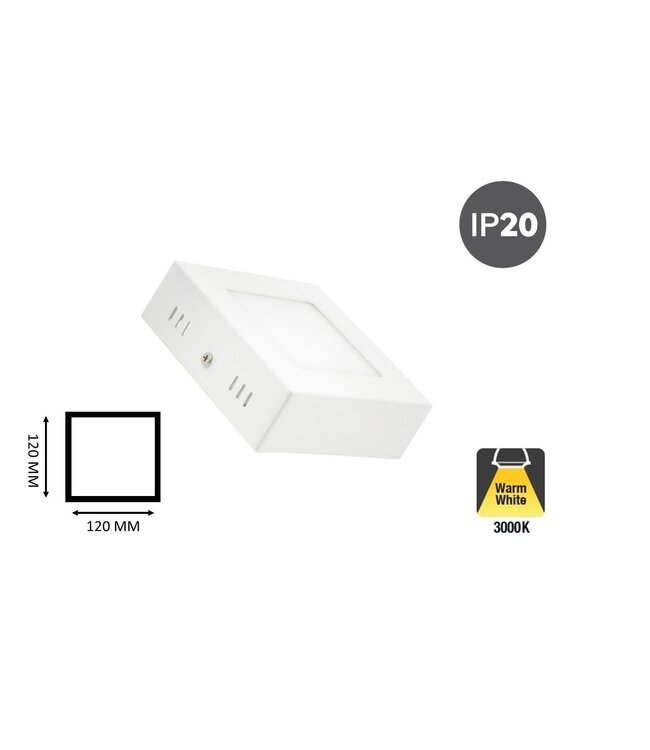 Opbouw LED Downlighter Vierkant 6w, 480 Lumen, 120x120mm, Wit, IP20, 2 Jaar Garantie