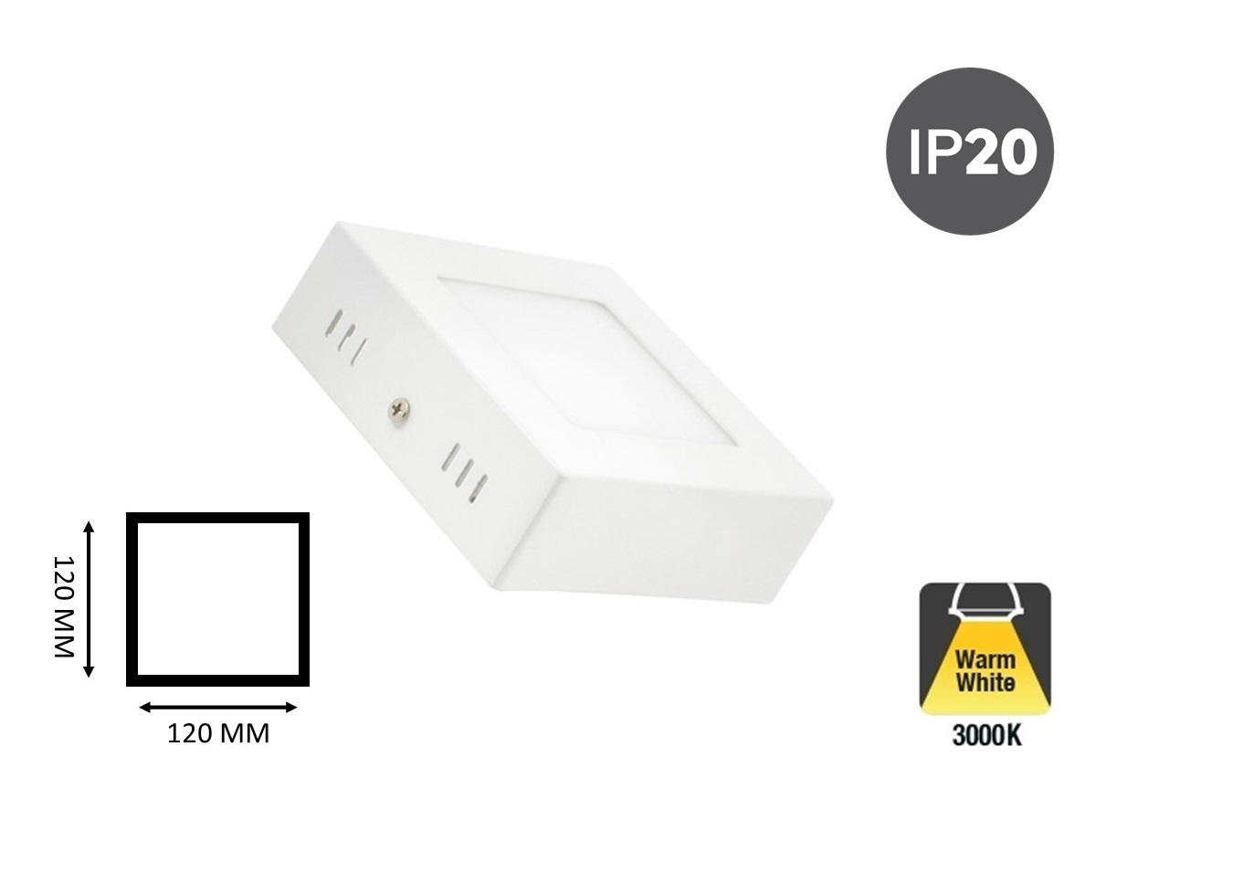Opbouw LED Downlighter Vierkant 6w, 480 Lumen, 120x120mm, Wit, IP20, 2 Jaar Garantie, foto 5 van 6
