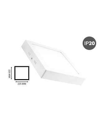 Opbouw LED Downlighter Vierkant 18w, 1480 Lumen, 225x225mm, Wit, IP20, 2 Jaar Garantie