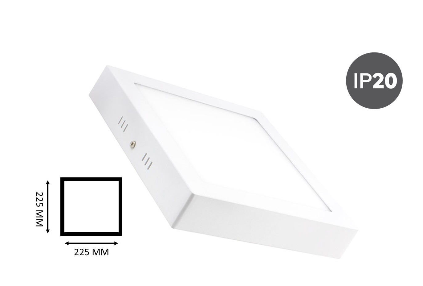 Opbouw LED Downlighter Vierkant 18w, 1480 Lumen, 225x225mm, Wit, IP20, 2 Jaar Garantie, foto 2 van 6