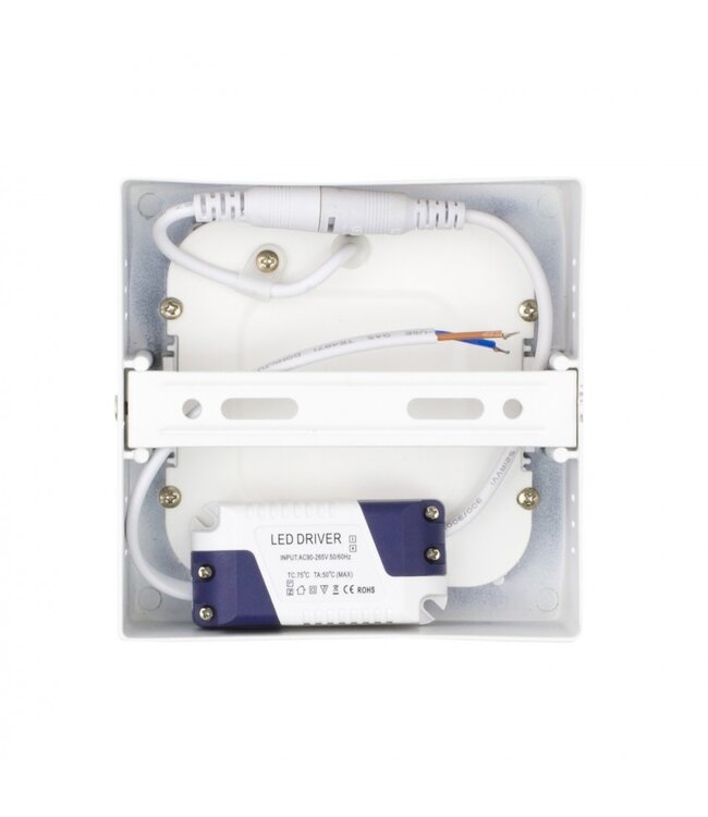 Opbouw LED Downlighter Vierkant 18w, 1480 Lumen, 225x225mm, Wit, IP20, 2 Jaar Garantie