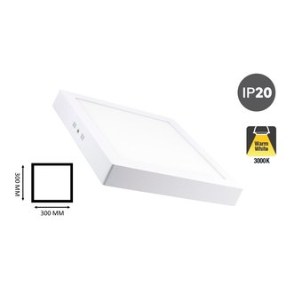 Opbouw LED Downlighter Vierkant 24w, 1900 Lumen, 300x300mm, Wit, IP20, 2 Jaar Garantie