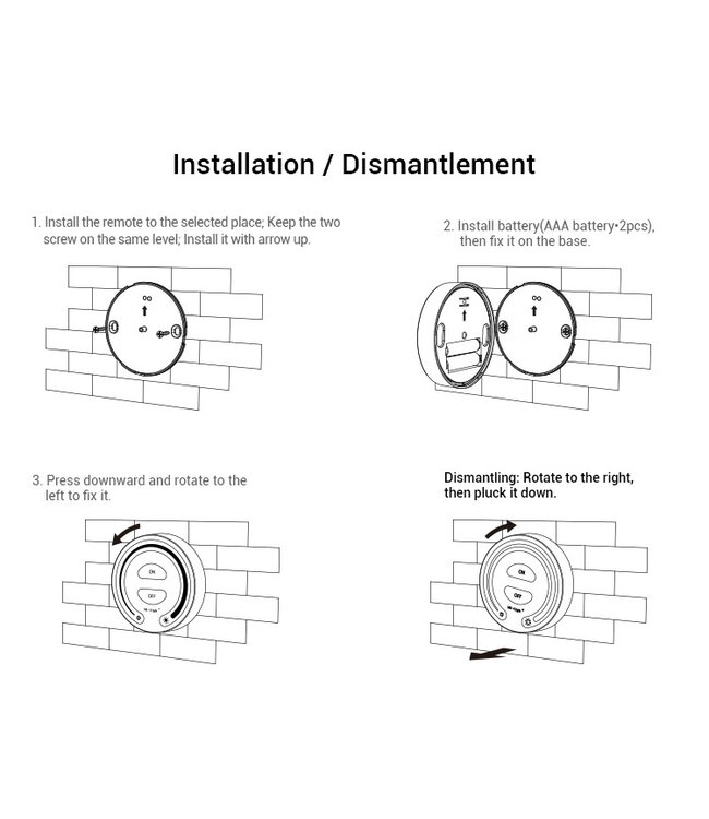 MiBoxer Draai Muurbediening Single Color, 1-Zone, Wit