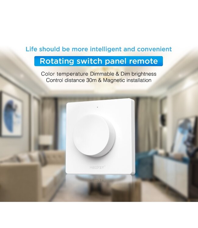 MiBoxer Draai Muurbediening  Single Color en CCT, 1-Zone, Wit
