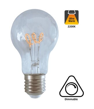 E27 Led Lamp 4w Edison, A60, 2200K Flame, 160 Lumen, Dimbaar, Helder Glas, 2 Jaar Garantie