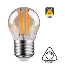 E27 Led Filament Lamp 4w, G45, 2700K Flame, 350 Lumen, Dimbaar, Amber Glas, 2 Jaar Garantie
