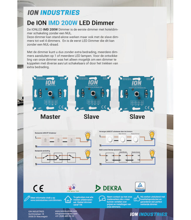 ION INDUSTRIES - Hotelschakeling DUO Pack Inbouw LED Dimmer Slave | 0.3-200 Watt