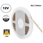 Led Strip ROL 5 Meter 2835SMD, 10w/m, 60 led/m, 950Lm/m, 2700K Warm wit, 12v, IP65, 8mm, 2 Jaar garantie