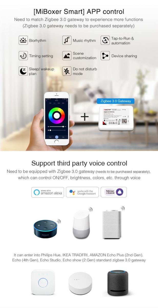 UITVERKOOP: Zigbee3.0 Miboxer GU10 LED Spot 4w, RGB+CCT, 280 Lumen, Werkt via Zigbee 3.0 / App / Wifi, 2 Jaar Garantie, foto 3 van 6