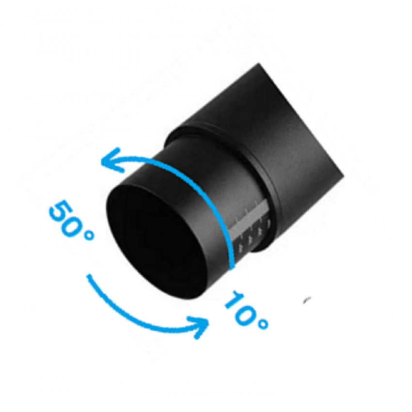 3 Fase Rail Spot met GU10 Fitting, Lange Koker met Verstelbare Lens 10°-50° , Zwartkleurige behuizing, foto 3 van 4