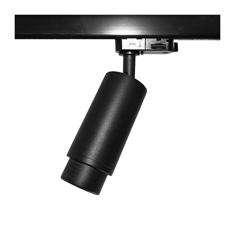 3 Fase Rail Spot met GU10 Fitting, Lange Koker met Verstelbare Lens 10°-50° , Zwartkleurige behuizing, foto 4 van 4