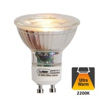 GU10 LED Spot 1 Watt, 80 Lumen, 2200K Flame, Glas, 2 Jaar Garantie