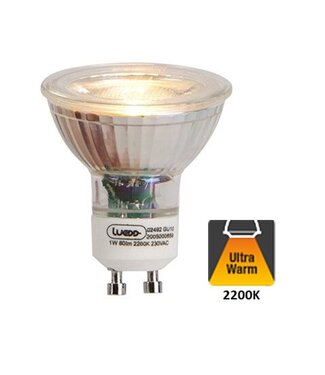 Reserveer: GU10 LED Spot 1 Watt, 80 Lumen, 2200K Flame, Glas, 2 Jaar Garantie