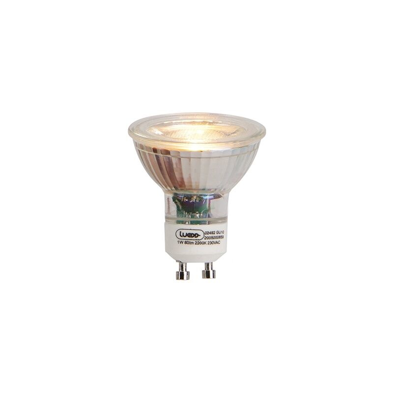 GU10 LED Spot 1 Watt, 80 Lumen, 2200K Flame, Glas, 2 Jaar Garantie, foto 6 van 6