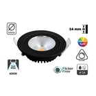 UITVERKOOP: Inbouw LED Spot 5w Flat, 450 Lumen, 4000K, Kantelbaar, IP54, Dimbaar, CRI90, Zwart Armatuur, Gatmaat 75mm, 2 Jaar Garantie