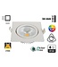 Inbouw LED Spot 5w Flat Vierkant, 450 Lumen, 2700K, Kantelbaar, IP44, Dimbaar, CRI90, Wit Armatuur, Gatmaat 75mm, 2 Jaar Garantie