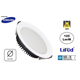 Led Downlighter Wit N-Sarea 20w, 2500 Lumen, gatmaat Ø155mm, UGR<19, Samsung LEDS, Lifud LED Driver, 3 Jaar Garantie