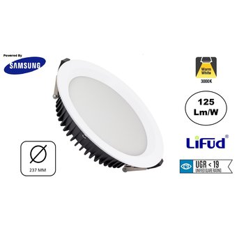 Led Downlighter Wit N-Sarea 30w, 3750 Lumen, gatmaat Ø200mm, UGR<19, Samsung LEDS, Lifud LED Driver, 3 Jaar Garantie