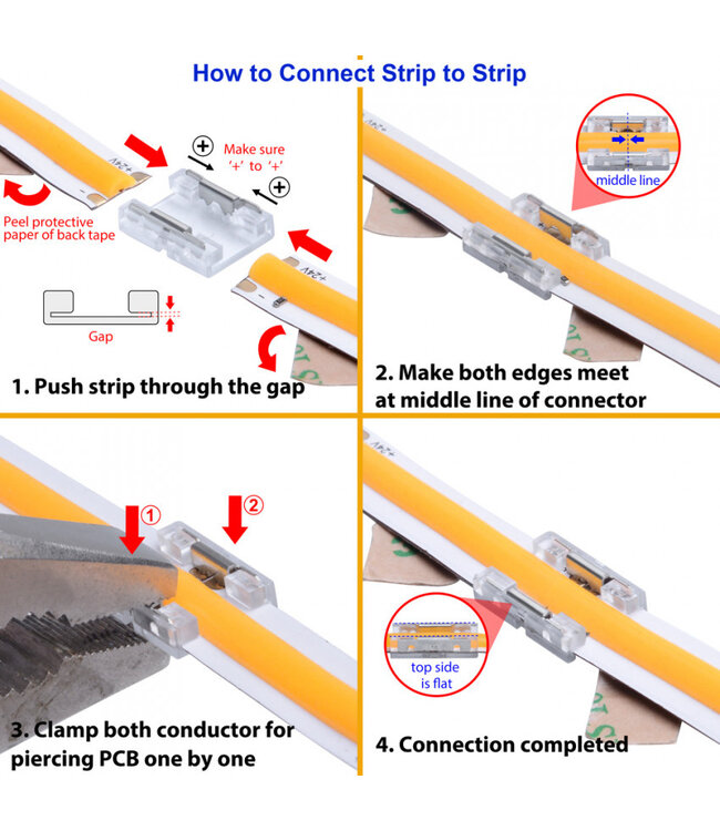 Led Strip Connector t.b.v. Led Strip COB/SMD 10mm