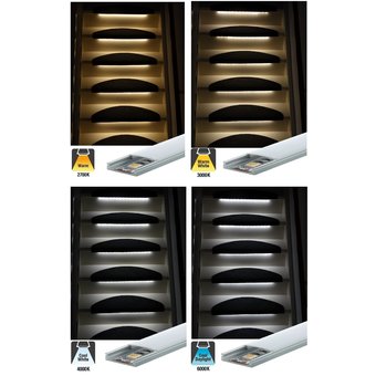 Complete Set LED Trapverlichting - Met Alu Profiel - 50CM - 60 Leds/M - Leverbaar in 4 Lichtkleuren