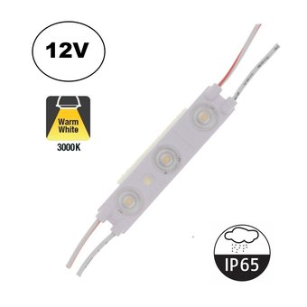 LED Module 3x 2835SMD, 0,72w, 62 Lumen , IP65, 12v, 2 Jaar Garantie