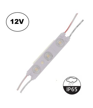 LED Module 3x 2835SMD, 0,72w, 62 Lumen , IP65, 12v, 2 Jaar Garantie
