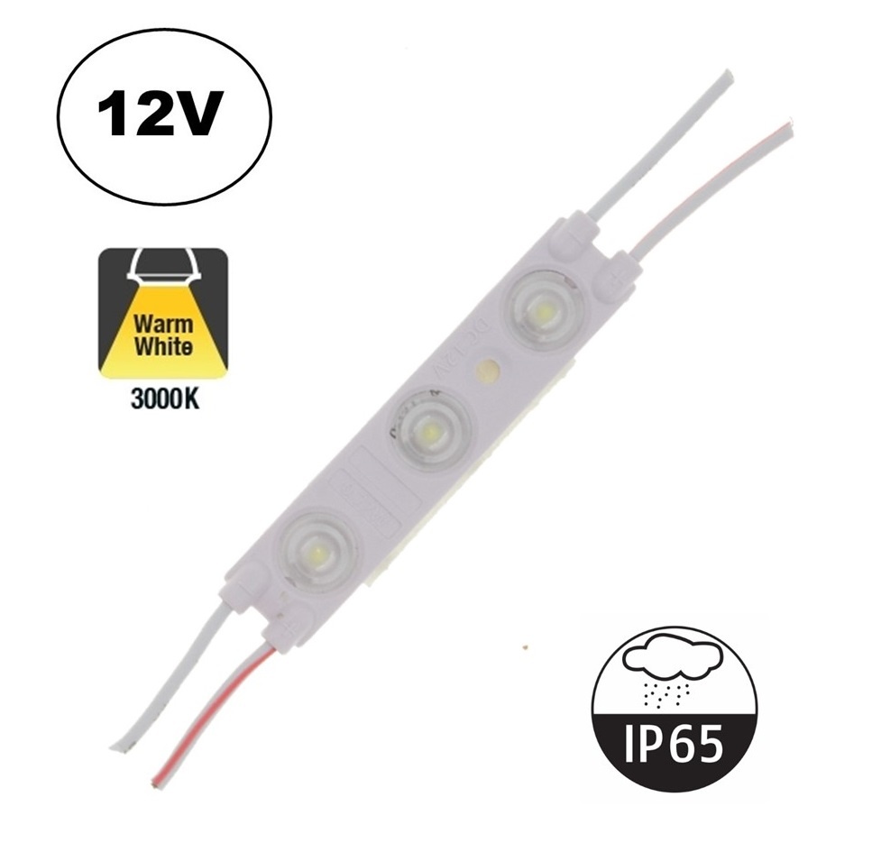 LED Module 3x 2835SMD, 1,2w, 108 Lumen , IP65, 12v, 2 Jaar Garantie