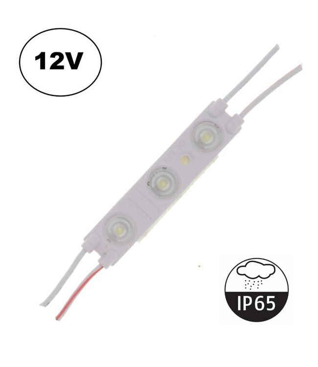 LED Module 3x 2835SMD, 1,2w, 108 Lumen , IP65, 12v, 2 Jaar Garantie