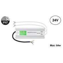 Led Strip voeding 24V/80W/3,3A, Max: 64w, IP67 Waterbestendig, 2 Jaar Garantie