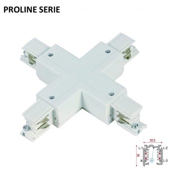 Proline Serie - 3 Fase Rail 4 Wire X-Koppelstuk  - Wit