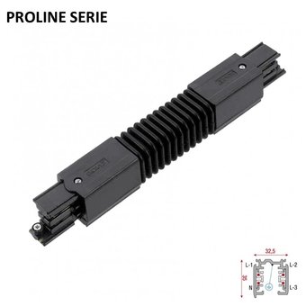Proline Serie - 3 Fase Rail 4 Wire FLEX-Koppelstuk - Zwart