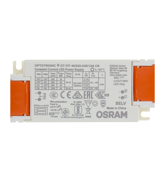 Osram LED Paneel Driver max 34-44w, Instelbaar in 800/900/950/1050 Ma, 27-42v, Flikkervrij