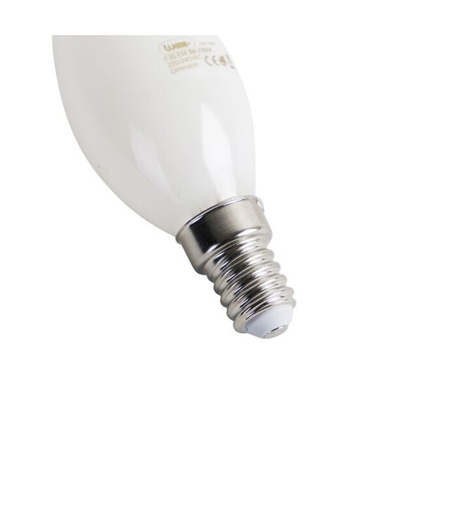 E14 Filament Kaarslamp met Tip, 3w, Milky, 250 Lumen, Dimbaar, 2350K Extra Warm Wit, 2 Jaar Garantie