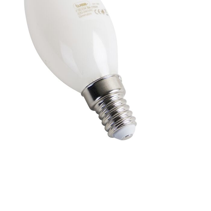 E14 Filament Kaarslamp met Tip, 3w, Milky, 250 Lumen, Dimbaar, 2350K Extra Warm Wit, 2 Jaar Garantie, foto 3 van 6