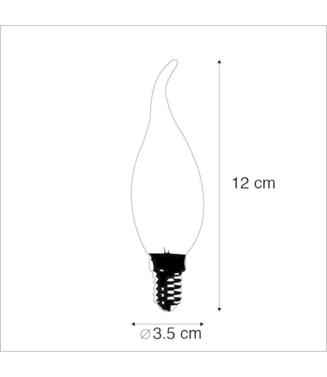 E14 Filament Kaarslamp met Tip, 3w, Milky, 250 Lumen, Dimbaar, 2350K Extra Warm Wit, 2 Jaar Garantie