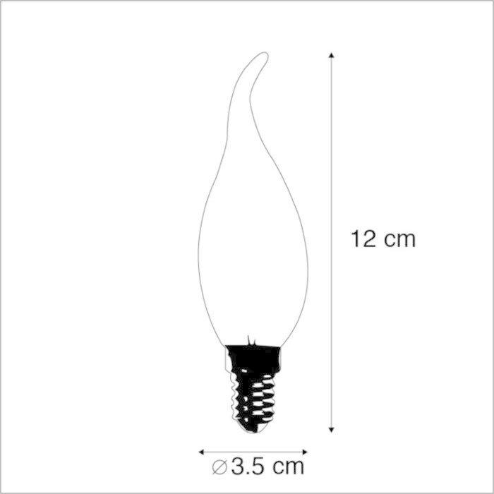 E14 Filament Kaarslamp met Tip, 3w, Milky, 250 Lumen, Dimbaar, 2350K Extra Warm Wit, 2 Jaar Garantie, foto 4 van 6