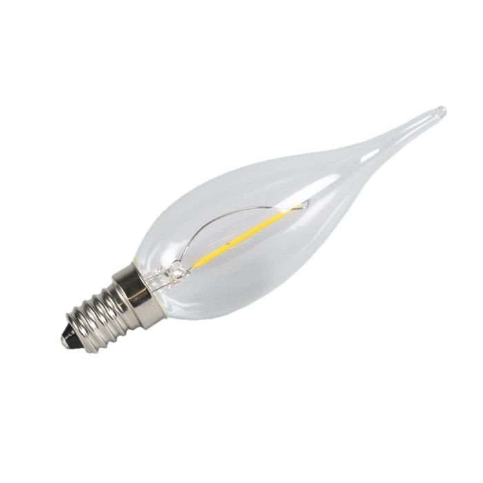 E14 Filament Kaars met Tip, 1 w, 100 Lumen, 2200K Flame, 2 Jaar Garantie, foto 2 van 4
