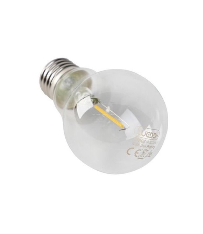 E27  Filament Lamp A60, 1w, 80 Lumen, 2200K Flame, 2 Jaar Garantie